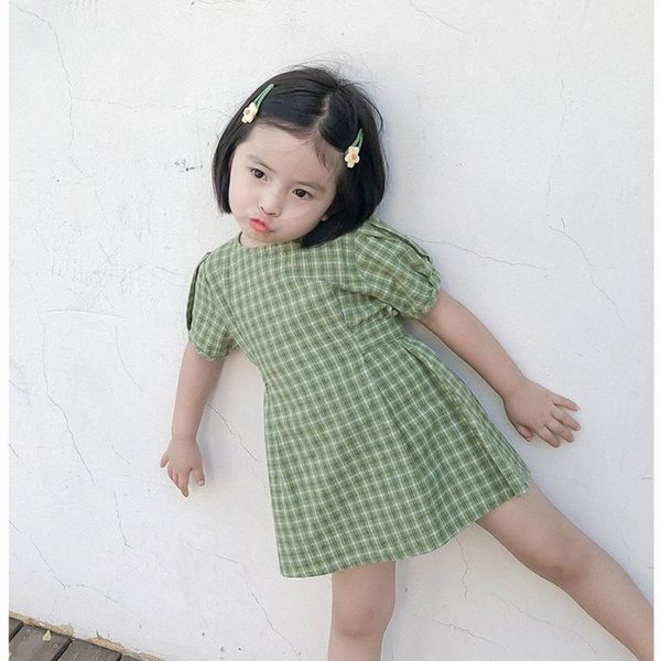 girl's dresses children's clothing 2021 summer foreign style korean cute girl small fresh green plaid cotton baby dress, Red;yellow
girl's dresses children's clothing 2021 summer foreign style korean cute girl small fresh green plaid cotton baby dress, Red;yellow