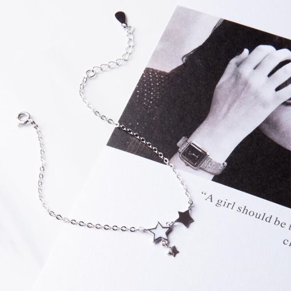 korean style temperament new fashion popular 925 sterling silver jewelry epoxy personality stars exquisite bracelets sl058, Black 
korean style temperament new fashion popular 925 sterling silver jewelry epoxy personality stars exquisite bracelets sl058, Black