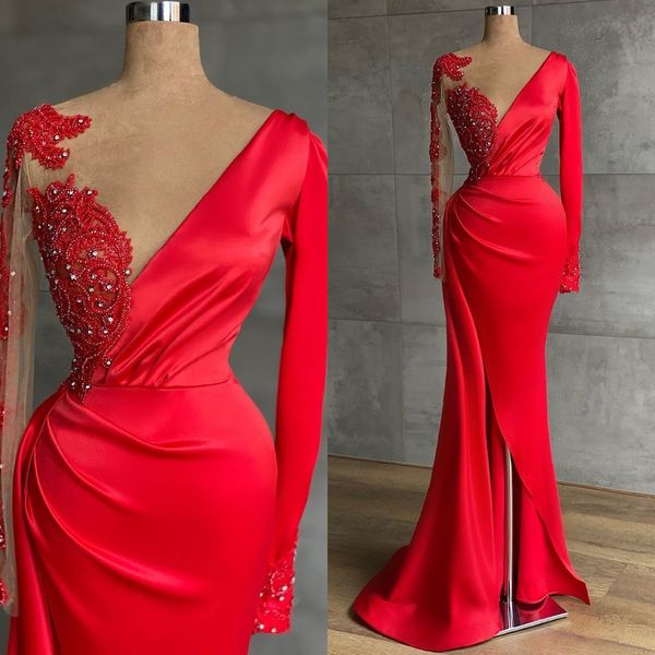red beading evening gowns v neck long sleeve mermaid prom dresses party wear rhinestones women robes de soirée, Black;red
red beading evening gowns v neck long sleeve mermaid prom dresses party wear rhinestones women robes de soirée, Black;red