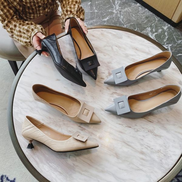 luxury dress shoes french small high women's thin heels leather square buckle girls' net red pointed shallow mouth single sho in s, Black
luxury dress shoes french small high women's thin heels leather square buckle girls' net red pointed shallow mouth single sho in s, Black