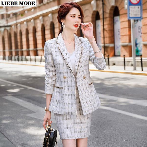 two piece dress womens plaid skirt jacket autumn winter business women tweed blazer and set suit 2 women's wedding suits, White
two piece dress womens plaid skirt jacket autumn winter business women tweed blazer and set suit 2 women's wedding suits, White