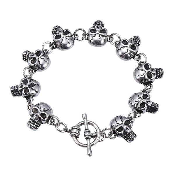 link, chain punk rock skull bracelets men stainless steel shiny charm link bangles male gothic jewelry accessories gs0042, Black
link, chain punk rock skull bracelets men stainless steel shiny charm link bangles male gothic jewelry accessories gs0042, Black