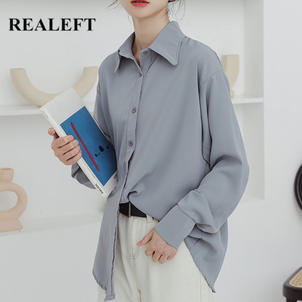 autumn women's blouse solid multi colors lapel single-breasted elegant casual oversize wild female 210428, White
autumn women's blouse solid multi colors lapel single-breasted elegant casual oversize wild female 210428, White
