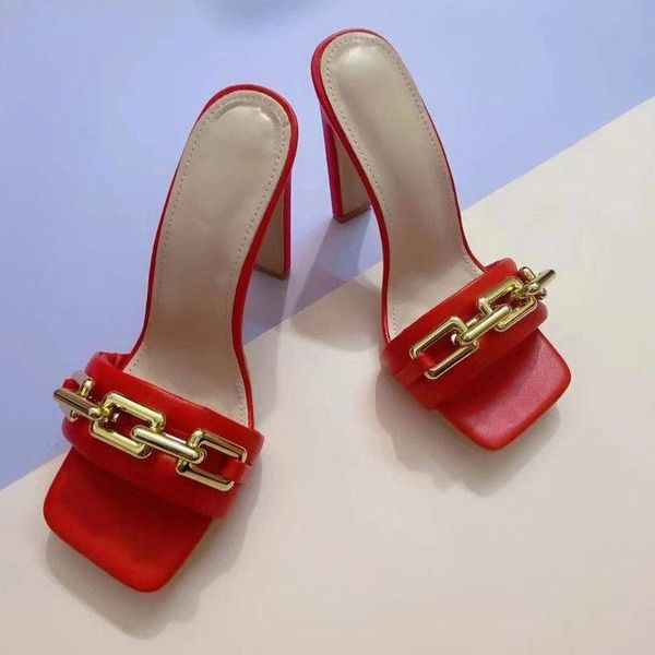 summer high-heeled slippers women's sandals shoes metal chain square toe fashion party, Black
summer high-heeled slippers women's sandals shoes metal chain square toe fashion party, Black