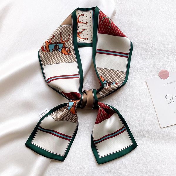 scarves european and american flat angle small silk scarf women's clavicle decorative hairband narrow ribbon tied, Blue;gray 
scarves european and american flat angle small silk scarf women's clavicle decorative hairband narrow ribbon tied, Blue;gray