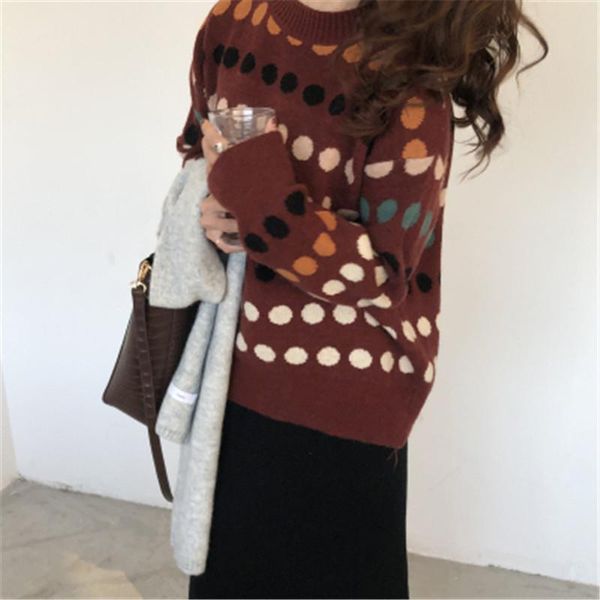 women's sweaters vintage christmas sweater women korean style casual hit color polk dot pullover jumpers oversized knitwear winter clot, White;black
women's sweaters vintage christmas sweater women korean style casual hit color polk dot pullover jumpers oversized knitwear winter clot, White;black