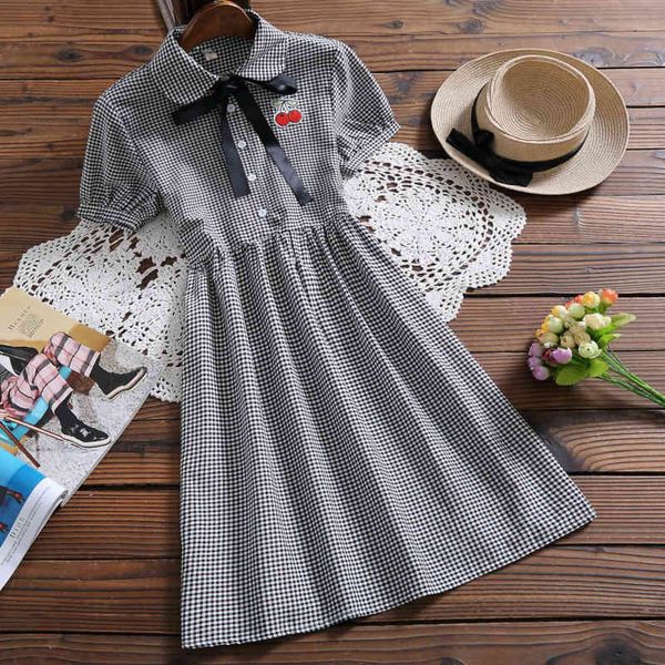 mori girl robe femme summer plaid casual cotton feminine cherry bow application vintage dress 60xm, Black;gray
mori girl robe femme summer plaid casual cotton feminine cherry bow application vintage dress 60xm, Black;gray
