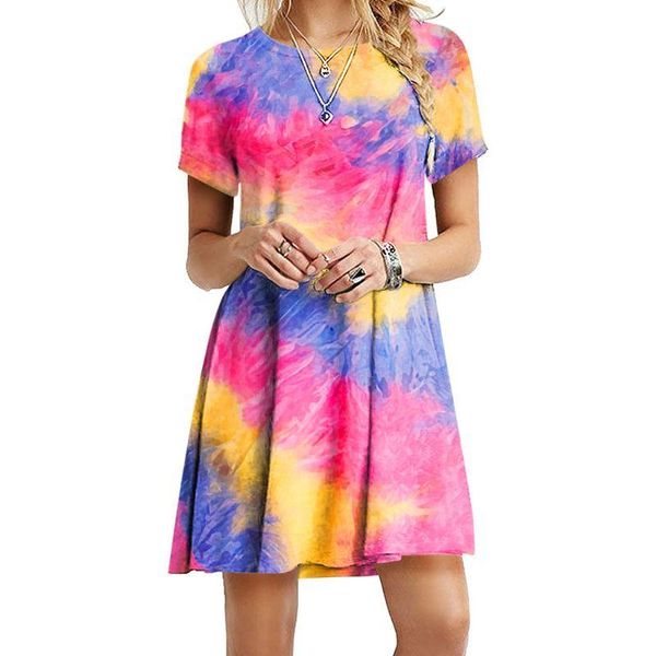 casual dresses summer women plus size short sleeve swing t-shirt dress neon rainbow stripes tie-dye printed pullover loose sundress s-5xl, Black;gray
casual dresses summer women plus size short sleeve swing t-shirt dress neon rainbow stripes tie-dye printed pullover loose sundress s-5xl, Black;gray