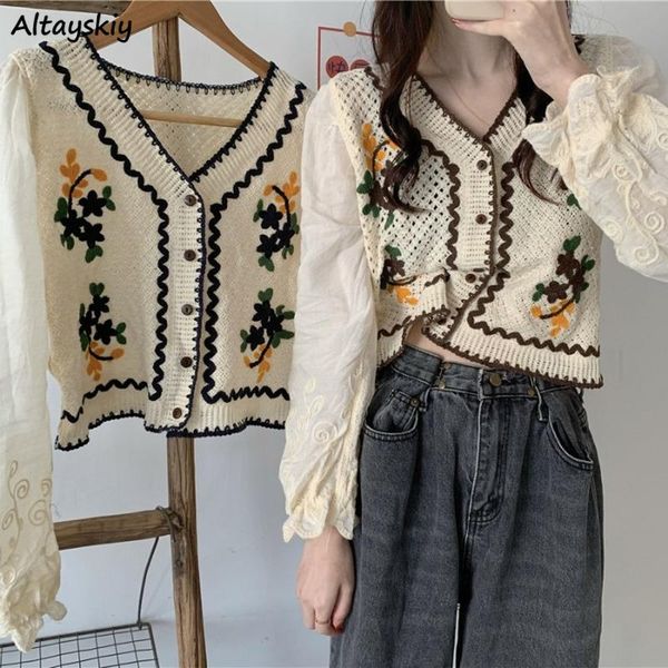 women's knits & tees cardigan women v-neck embroidery korean style vintage college ins knitted patchwork sweater summer all-match flare, White
women's knits & tees cardigan women v-neck embroidery korean style vintage college ins knitted patchwork sweater summer all-match flare, White