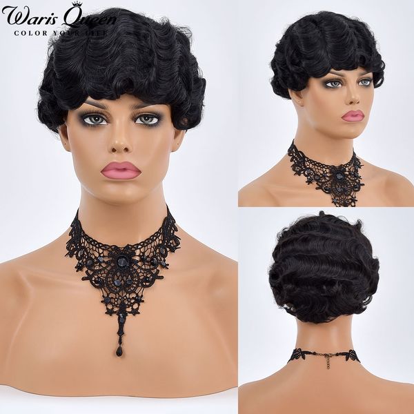 black short bob finger wave wig vintage synthetic wigs for black women 6inch retro curly cosplay halloween party hair peruca
black short bob finger wave wig vintage synthetic wigs for black women 6inch retro curly cosplay halloween party hair peruca