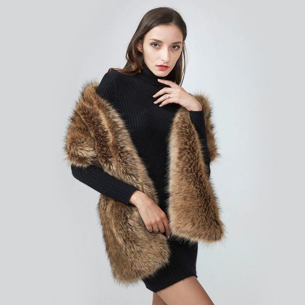 women's fur & faux shawl for women elegant slash neck thick casual solid female fashion clothing tide 2021 winter, Black
women's fur & faux shawl for women elegant slash neck thick casual solid female fashion clothing tide 2021 winter, Black