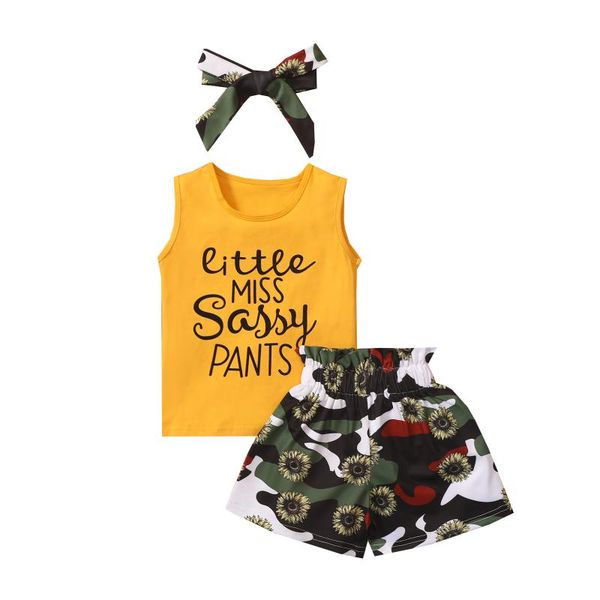 clothing sets girls casual three-piece clothes set, yellow round collar vest, printed pattern shorts and headdress, White
clothing sets girls casual three-piece clothes set, yellow round collar vest, printed pattern shorts and headdress, White