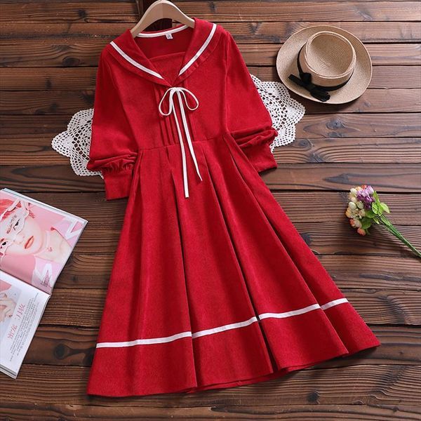 Mori Girl Long Sleeve Vintage Women Dresses Corduroy Vestidos Japan Style Arrival Autumn Fashion Bow Cute Sweet Dress, Black;gray
Mori Girl Long Sleeve Vintage Women Dresses Corduroy Vestidos Japan Style Arrival Autumn Fashion Bow Cute Sweet Dress, Black;gray