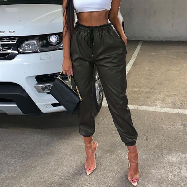 high waist leather loose joggers women pant harem camo streetwear punk black cargo capris trousers, Black;white
high waist leather loose joggers women pant harem camo streetwear punk black cargo capris trousers, Black;white