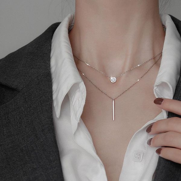 chains long strip flashing diamond round women necklaces pendant sterling silver fashion for personality double layer
chains long strip flashing diamond round women necklaces pendant sterling silver fashion for personality double layer