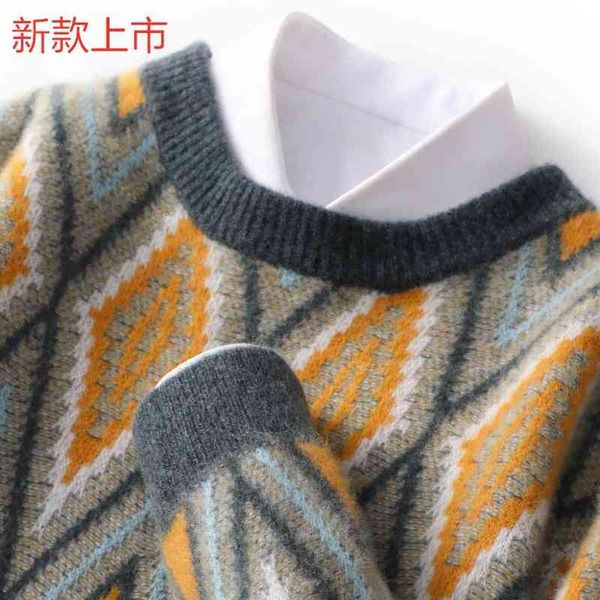 pullover cardigan sweaters men's autumn and winter 100 thickened loose crew neck color matching casual business bottomed cashmere, White;black
pullover cardigan sweaters men's autumn and winter 100 thickened loose crew neck color matching casual business bottomed cashmere, White;black