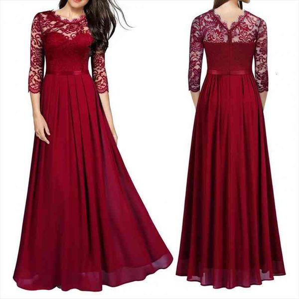 solid formal stitching lace women dress o-neck maxi pleated large long a-line party vestidos, Black;gray
solid formal stitching lace women dress o-neck maxi pleated large long a-line party vestidos, Black;gray