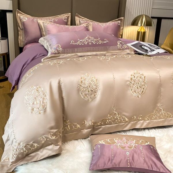 bedding sets luxury high precision washed silk cotton champagne gold embroidery set duvet cover quilt bed linen pillowcases
bedding sets luxury high precision washed silk cotton champagne gold embroidery set duvet cover quilt bed linen pillowcases