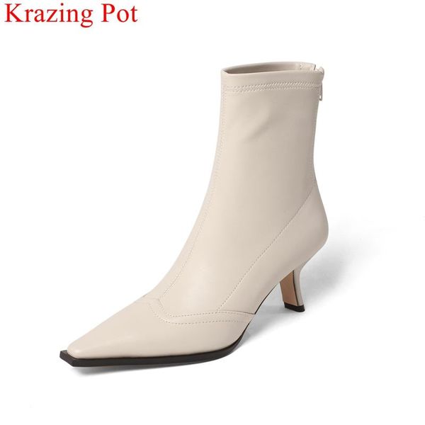 boots krazing pot 2022 fashion cow leather strange style square toe stretch warm winter shoes zipper wedding elegant ankle, Black
boots krazing pot 2022 fashion cow leather strange style square toe stretch warm winter shoes zipper wedding elegant ankle, Black