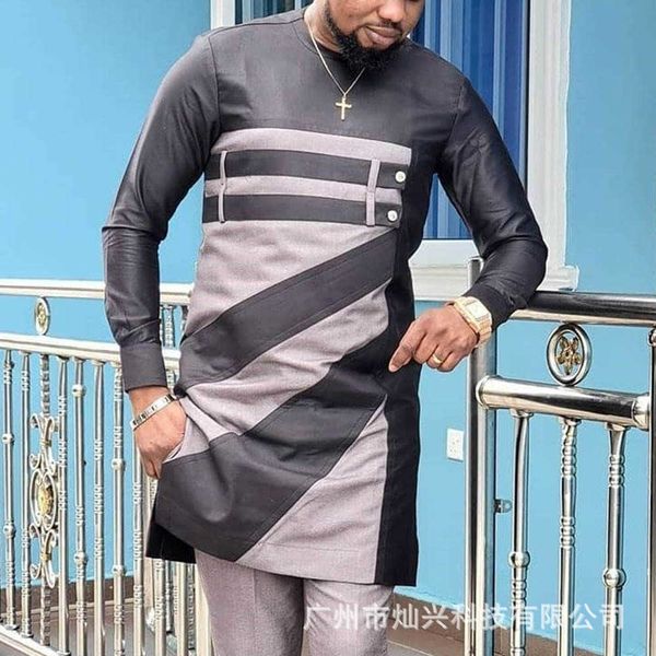spring 2021 and autumn round neck color contrast fashion leisure folk cotton men's long sleeve shirt, White;black
spring 2021 and autumn round neck color contrast fashion leisure folk cotton men's long sleeve shirt, White;black