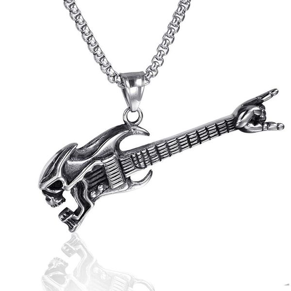 10pcs alloy skull bass guitar gesture retro music pendant necklace hip hop men jewelry accessories, Silver
10pcs alloy skull bass guitar gesture retro music pendant necklace hip hop men jewelry accessories, Silver