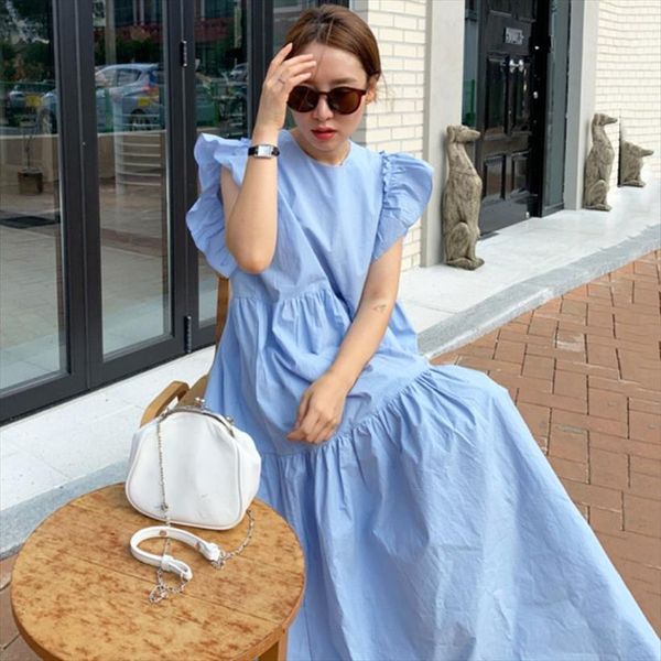chic korean summer casual womens dresses gentle o neck ruffles pleated patchwork loose white big swing flying sleeve dress women, Black;gray
chic korean summer casual womens dresses gentle o neck ruffles pleated patchwork loose white big swing flying sleeve dress women, Black;gray