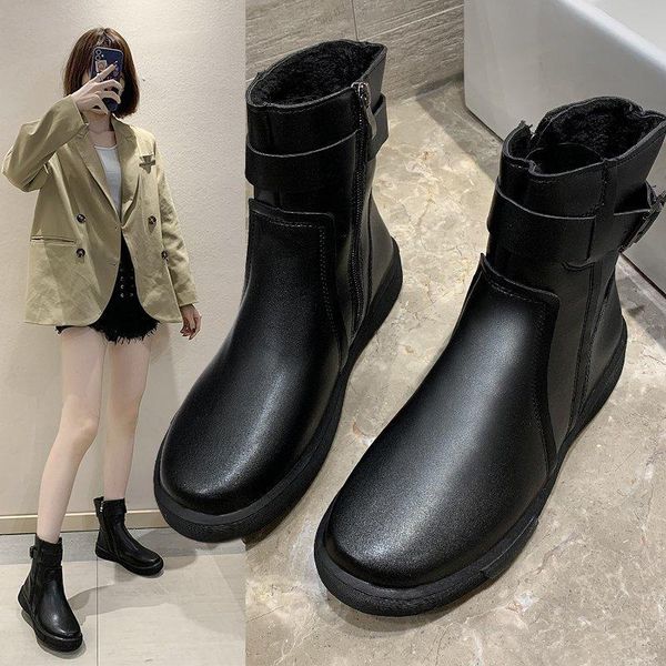 fashion keep warm boots for women winter round toe side zipper boot woman casual mid tube pu leather shoes, Black
fashion keep warm boots for women winter round toe side zipper boot woman casual mid tube pu leather shoes, Black
