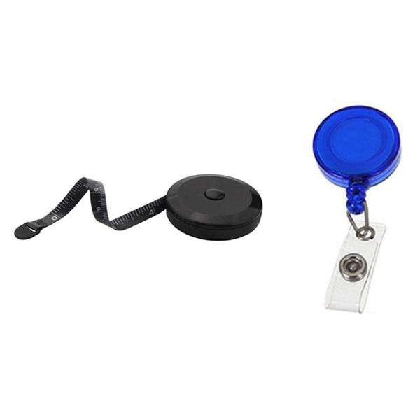 1x retractable dual sided measure tape 60 inch/1.5m black & 5pcs clip on badge reel with belt hooks rails
1x retractable dual sided measure tape 60 inch/1.5m black & 5pcs clip on badge reel with belt hooks rails