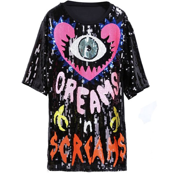 tee chic spring summer cool women sequined long t-shirt hip dress europe girls stay home style, White
tee chic spring summer cool women sequined long t-shirt hip dress europe girls stay home style, White
