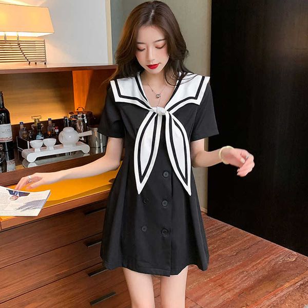 casual dresses short sleeve summer women korean preppy style striped sailor collar front bowtie double-breasted kawaii mini es whi, Black;gray
casual dresses short sleeve summer women korean preppy style striped sailor collar front bowtie double-breasted kawaii mini es whi, Black;gray