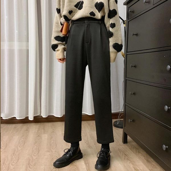 black plus velvet suit pants women's straight loose korean all-matching high waist casual ankle-length & capris, Black;white
black plus velvet suit pants women's straight loose korean all-matching high waist casual ankle-length & capris, Black;white