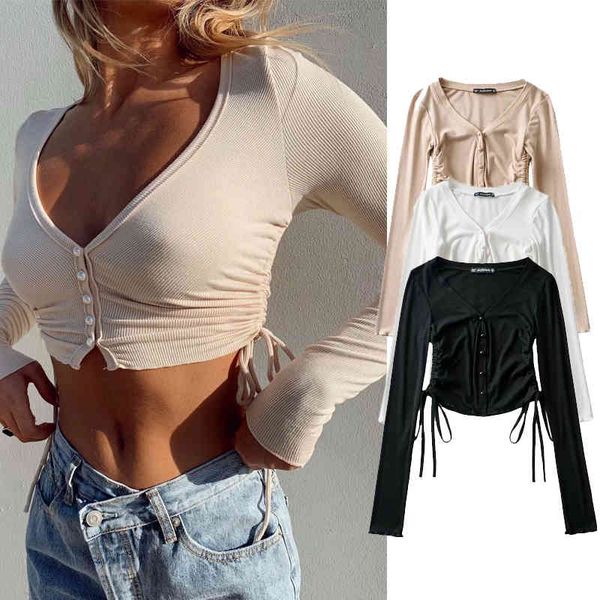 women's t-shirt bodycon autumn t shirt crop bandage long sleeve streetwear summer clothes drawstring pdpc, White
women's t-shirt bodycon autumn t shirt crop bandage long sleeve streetwear summer clothes drawstring pdpc, White