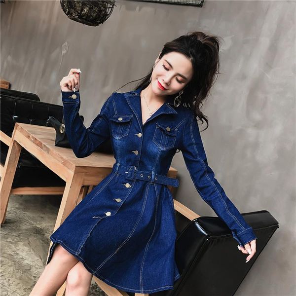 casual dresses denim dress 2021 autumn women single breasted turn-down collar sashes a-line long sleeve high waist office lady mini shirt, Black;gray
casual dresses denim dress 2021 autumn women single breasted turn-down collar sashes a-line long sleeve high waist office lady mini shirt, Black;gray