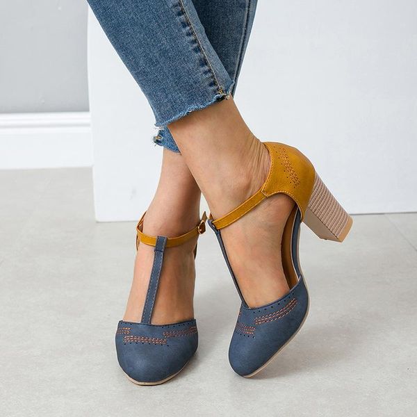 spring and summer thick heel round head color matching single shoes t-shaped buckle women's sandals, Black
spring and summer thick heel round head color matching single shoes t-shaped buckle women's sandals, Black