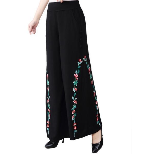 women's pants & capris chinese style embroidery women plus size ealstic waist cotton linen high black casual female loose tnd0901, Black;white
women's pants & capris chinese style embroidery women plus size ealstic waist cotton linen high black casual female loose tnd0901, Black;white