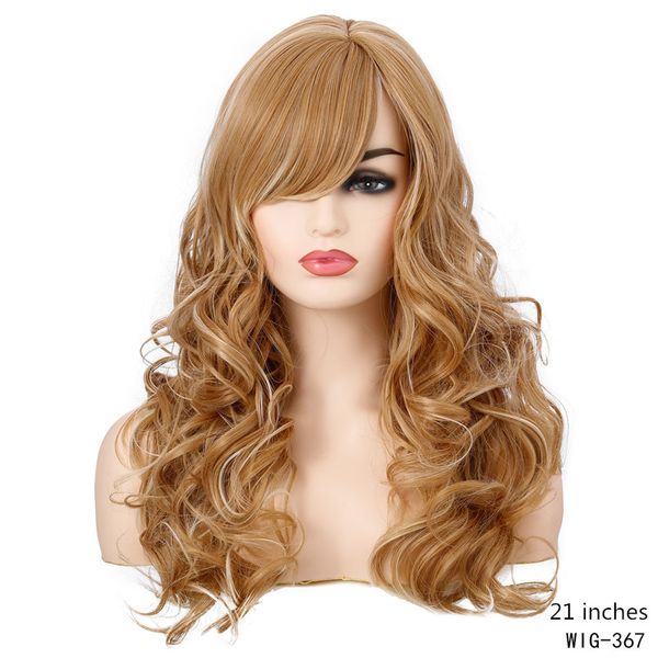 21 inches curly synthetic wig light blonde perruques de cheveux humains simulation human hair wigs wig-367, Black
21 inches curly synthetic wig light blonde perruques de cheveux humains simulation human hair wigs wig-367, Black