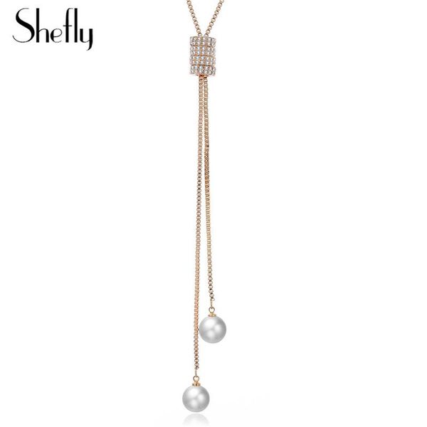 pendant necklaces minimalist simulated-pearl pendants necklace gold colour crystal long sweater jewelry for women birthday gifts, Silver
pendant necklaces minimalist simulated-pearl pendants necklace gold colour crystal long sweater jewelry for women birthday gifts, Silver