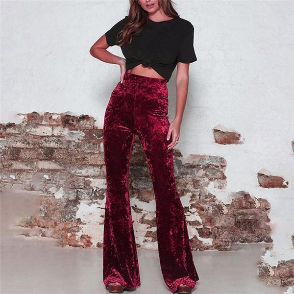 fashion solid velvet flared womens pant long high waist stretchy bell bottom wide leg basic pantalones, Black;white
fashion solid velvet flared womens pant long high waist stretchy bell bottom wide leg basic pantalones, Black;white