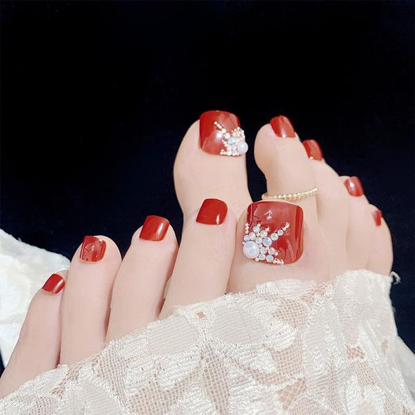 false nails 24pcs toe nail patch fake summer flash diamond wear art finished full cover detachable with glue, Red;gold
false nails 24pcs toe nail patch fake summer flash diamond wear art finished full cover detachable with glue, Red;gold
