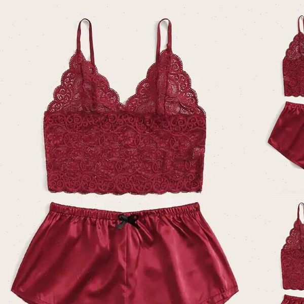 pyjamas lingerie lace flower women sleepwear bra bowknot shorts set underwear pajamas, Black;red
pyjamas lingerie lace flower women sleepwear bra bowknot shorts set underwear pajamas, Black;red