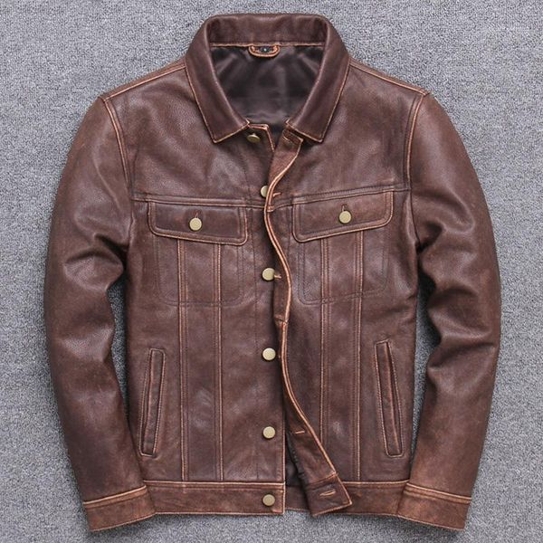 men's leather & faux 2021 mens cowhide jacket lapel casual coat short genuine denim style motorcycle, Black
men's leather & faux 2021 mens cowhide jacket lapel casual coat short genuine denim style motorcycle, Black