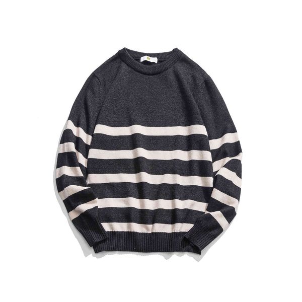 boutique sweater fashion brand knitwear men's stripe loose wear in autumn and winter of 2021, White;black
boutique sweater fashion brand knitwear men's stripe loose wear in autumn and winter of 2021, White;black