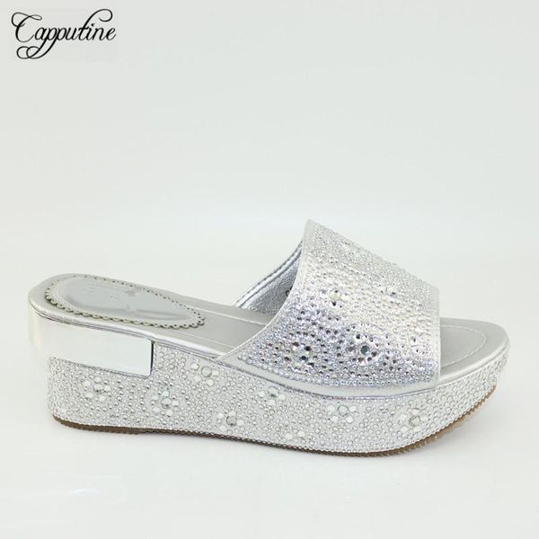 dress shoes excellent silver wedge high heel slipper with rhinestones cr2112 height 6.8cm, Black
dress shoes excellent silver wedge high heel slipper with rhinestones cr2112 height 6.8cm, Black