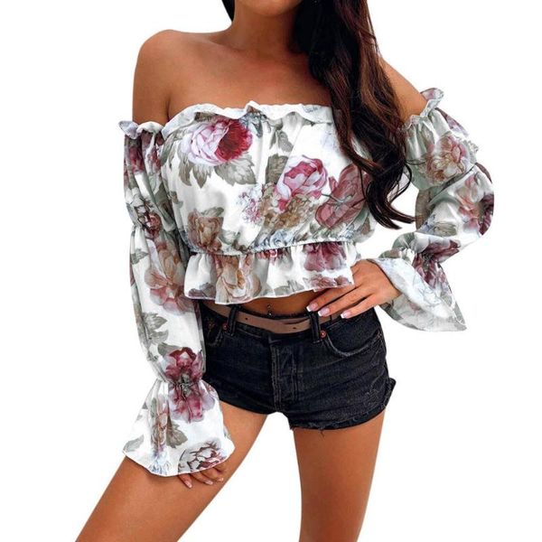 women off shoulder floral printed long sleeve summer shirt blouse outdoor causal shirts female clothing women's blouses &, White
women off shoulder floral printed long sleeve summer shirt blouse outdoor causal shirts female clothing women's blouses &, White