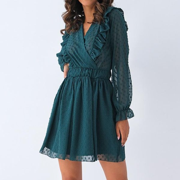casual dresses women ruffle elegant dress green autumn v neck a line elastic waist long sleeve short office lady party vestidos 2021, Black;gray
casual dresses women ruffle elegant dress green autumn v neck a line elastic waist long sleeve short office lady party vestidos 2021, Black;gray