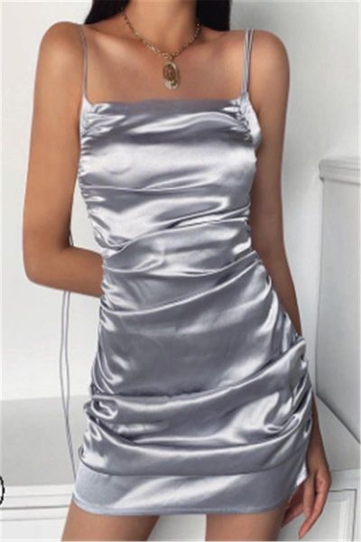 women strap mini satin dress summer sliver bodycon party pleated stretch short club slim fit vestidos casual dresses, Black;gray
women strap mini satin dress summer sliver bodycon party pleated stretch short club slim fit vestidos casual dresses, Black;gray