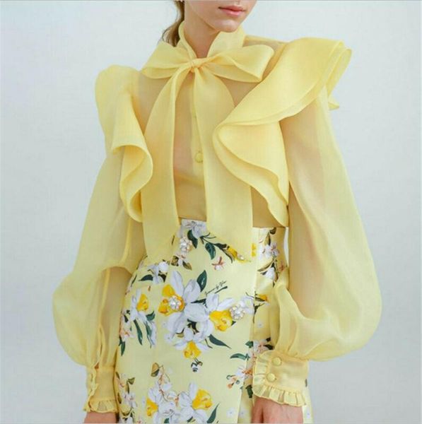 women's bowknot chiffon casual blouse shirt ruffles 3 colors long puff sleeve summer button korean style blouses & shirts, White
women's bowknot chiffon casual blouse shirt ruffles 3 colors long puff sleeve summer button korean style blouses & shirts, White