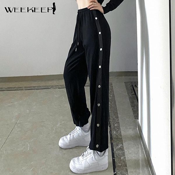 women's pants & capris weekeep casual baggy sweatpants women elastic high waist side button jogging trousers harajuku female streetwear, Black;white
women's pants & capris weekeep casual baggy sweatpants women elastic high waist side button jogging trousers harajuku female streetwear, Black;white