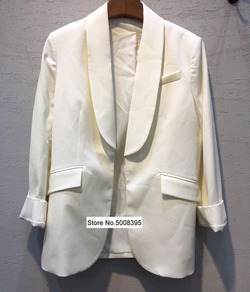 women's suits & blazers 2021 woman summer white wool blend blazer shawl collar 3/4 sleeves flap pockets fashion suit, White;black
women's suits & blazers 2021 woman summer white wool blend blazer shawl collar 3/4 sleeves flap pockets fashion suit, White;black