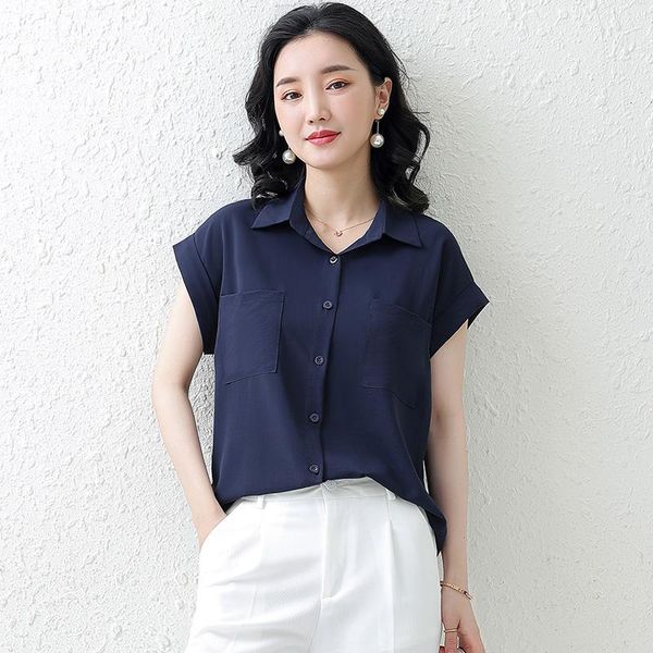women's blouses & shirts summer chiffon women turn-down collar blouse short sleeve office lady button up shirt black ladies, White
women's blouses & shirts summer chiffon women turn-down collar blouse short sleeve office lady button up shirt black ladies, White
